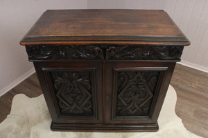 French Heavily Carved Oak Cabinet c.1880