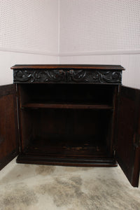 French Heavily Carved Oak Cabinet c.1880