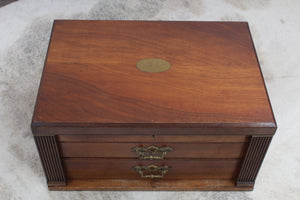 English Oak Writing Slope with Wellington Mechanism c.1900