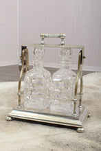 Load image into Gallery viewer, English Silver Plated Tantalus with 2 Crystal Decanters c.1918