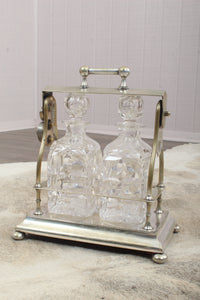 English Silver Plated Tantalus with 2 Crystal Decanters c.1918