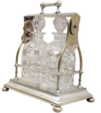 Load image into Gallery viewer, English Silver Plated Tantalus with 2 Crystal Decanters c.1918