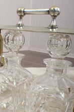 Load image into Gallery viewer, English Silver Plated Tantalus with 2 Crystal Decanters c.1918