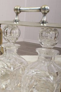 English Silver Plated Tantalus with 2 Crystal Decanters c.1918