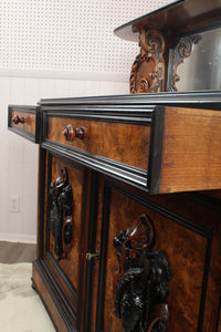 French Burl Walnut Hunt Board c.1880