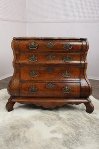 French Burl Walnut 18th Century Bombe Chest