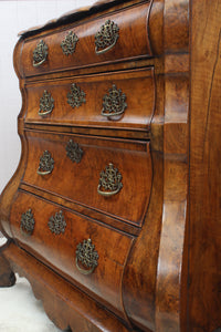 French Burl Walnut 18th Century Bombe Chest