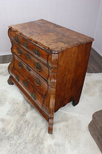 French Burl Walnut 18th Century Bombe Chest