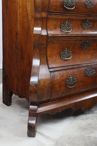 French Burl Walnut 18th Century Bombe Chest