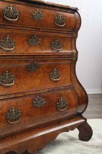 French Burl Walnut 18th Century Bombe Chest