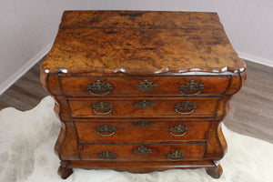 French Burl Walnut 18th Century Bombe Chest