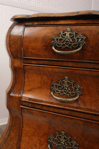 French Burl Walnut 18th Century Bombe Chest