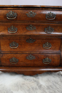 French Burl Walnut 18th Century Bombe Chest