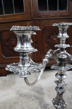 Load image into Gallery viewer, Monumental English Silverplated Candelabra dated 1902