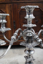 Load image into Gallery viewer, Monumental English Silverplated Candelabra dated 1902