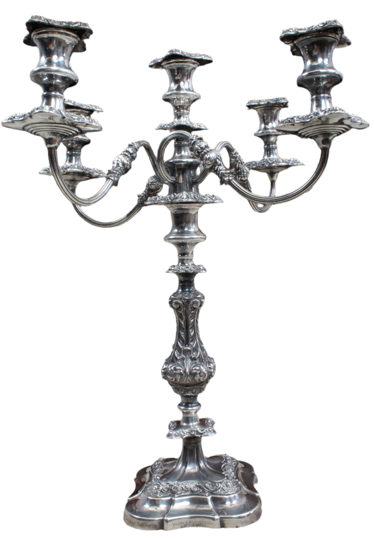 Monumental English Silverplated Candelabra dated 1902