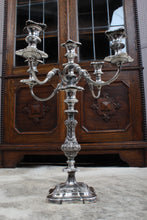 Load image into Gallery viewer, Monumental English Silverplated Candelabra dated 1902