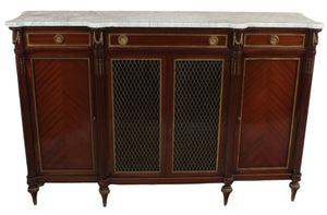 French Directoire Enfilade Marble Topped Credenza c.1950