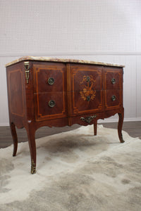 French Marble Top Inlaid Chest c.1880