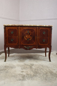 French Marble Top Inlaid Chest c.1880