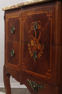 French Marble Top Inlaid Chest c.1880