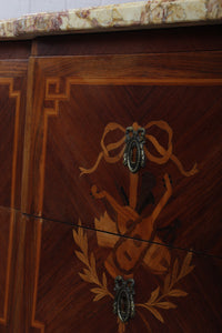 French Marble Top Inlaid Chest c.1880