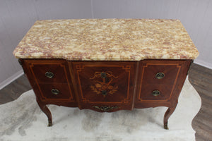 French Marble Top Inlaid Chest c.1880