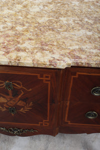 French Marble Top Inlaid Chest c.1880