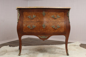 French Marquetry Marble Topped Chest c.1890