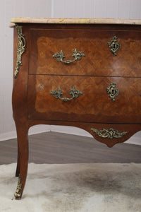 French Marquetry Marble Topped Chest c.1890