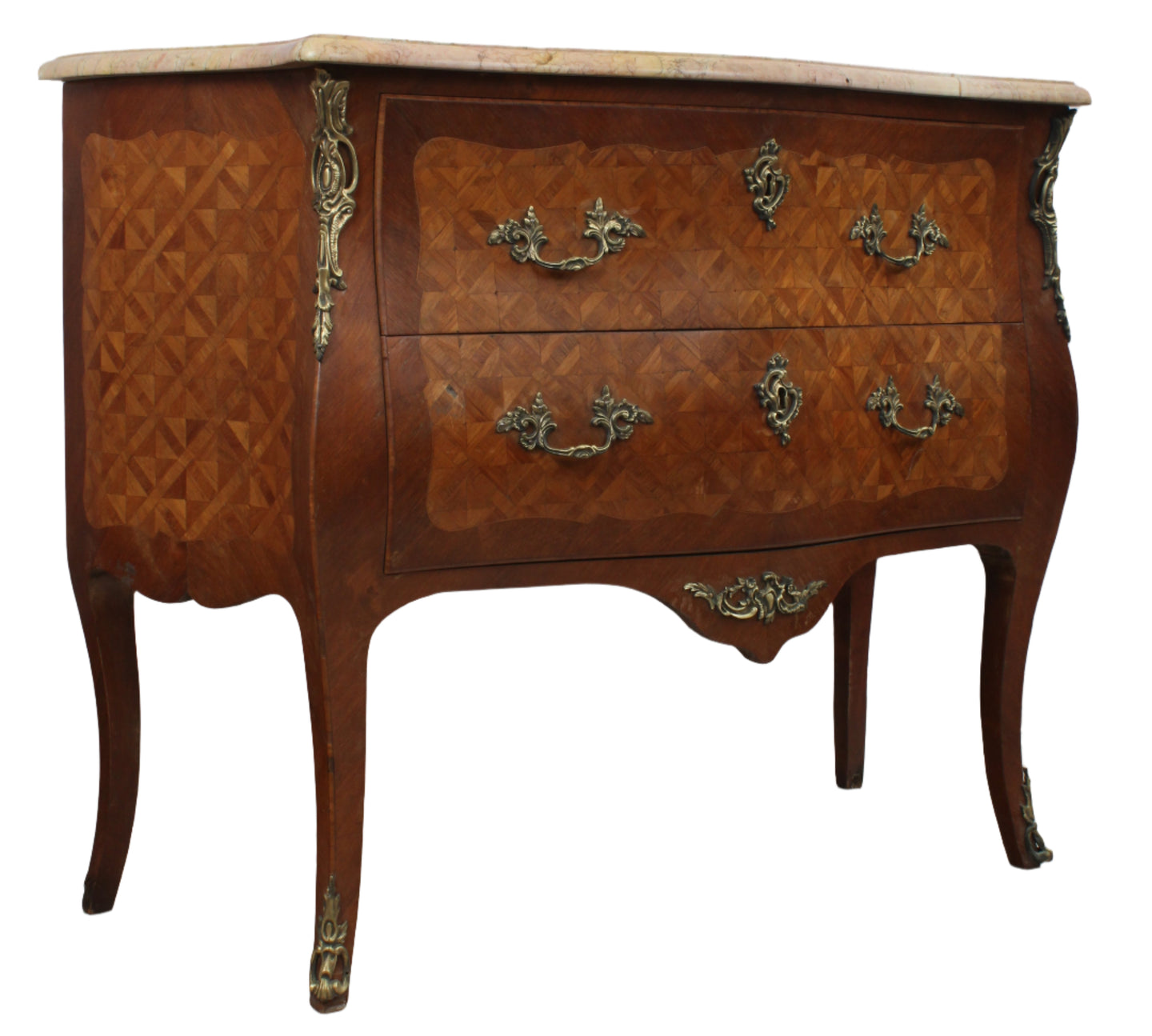 French Marquetry Marble Topped Chest c.1890