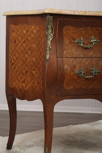 French Marquetry Marble Topped Chest c.1890