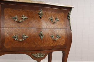 French Marquetry Marble Topped Chest c.1890