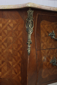 French Marquetry Marble Topped Chest c.1890