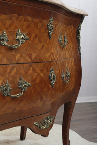 French Marquetry Marble Topped Chest c.1890