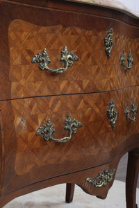 French Marquetry Marble Topped Chest c.1890