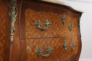 French Marquetry Marble Topped Chest c.1890