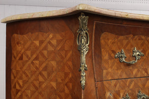 French Marquetry Marble Topped Chest c.1890