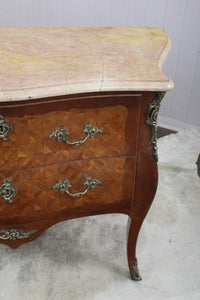 French Marquetry Marble Topped Chest c.1890