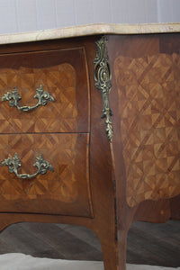 French Marquetry Marble Topped Chest c.1890