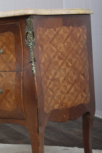 French Marquetry Marble Topped Chest c.1890