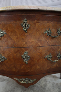 French Marquetry Marble Topped Chest c.1890