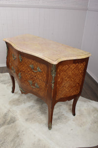 French Marquetry Marble Topped Chest c.1890