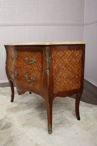 French Marquetry Marble Topped Chest c.1890