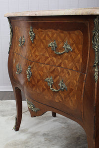 French Marquetry Marble Topped Chest c.1890