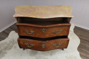 French Marquetry Marble Topped Chest c.1890