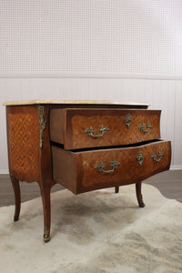 French Marquetry Marble Topped Chest c.1890