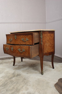 French Marquetry Marble Topped Chest c.1890