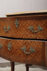 French Marquetry Marble Topped Chest c.1890