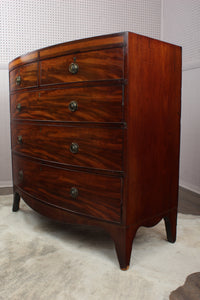 Handsome English Georgian Mahogany Bowfront Chest c.1830